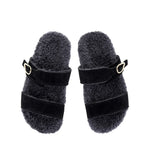 Latria Suede/Sheepskin All Black sandals top