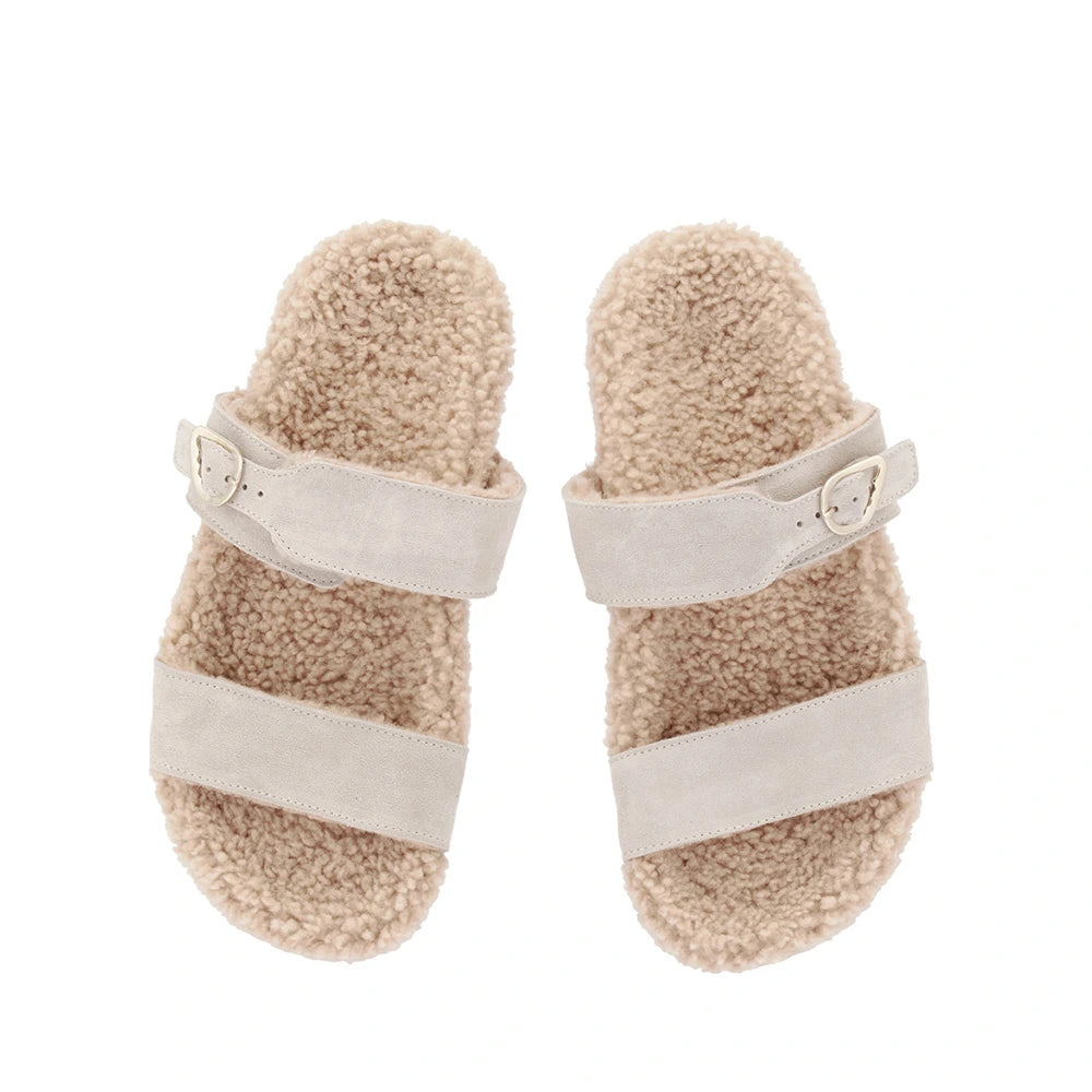 Latria Suede/Sheepskin All Taupe sandals top