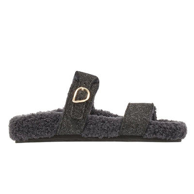 Latria Felt/Sheepskin Black sandals side