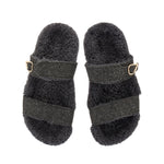 Latria Felt/Sheepskin Black sandals top