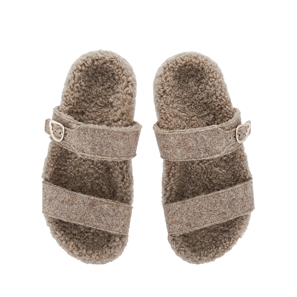 Latria Felt/Sheepskin Camel sandals top