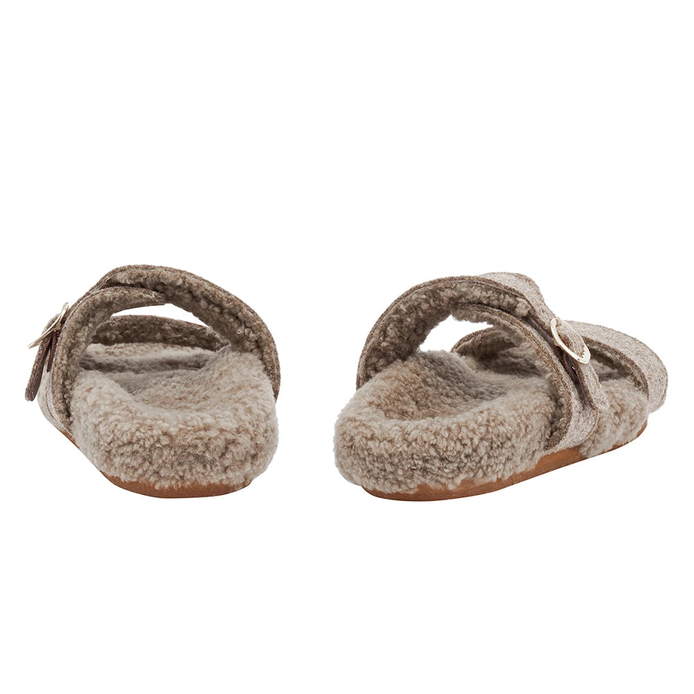 Latria Felt/Sheepskin Camel sandals back