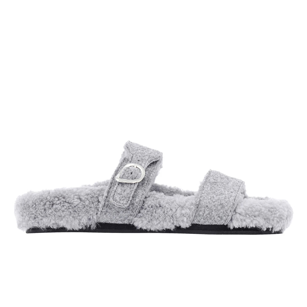 Latria Felt/Sheepskin Grey sandals side