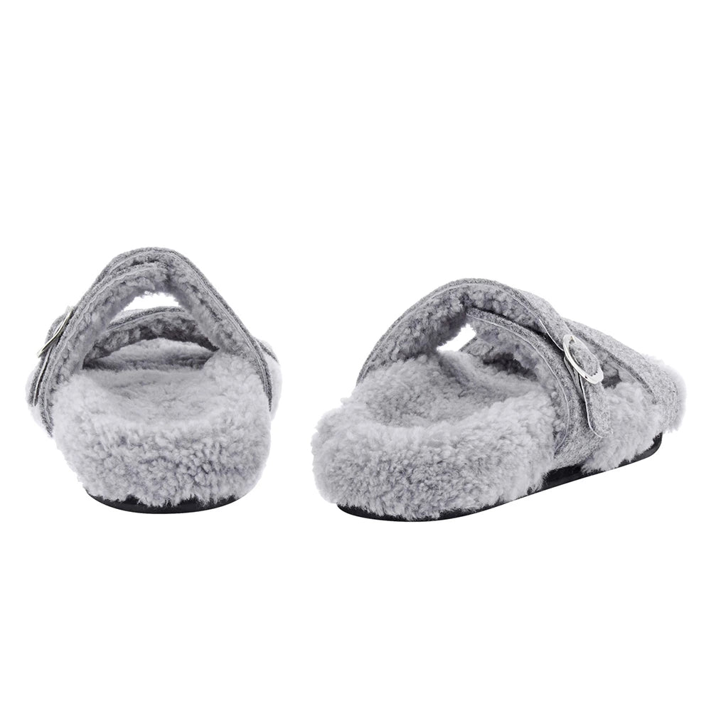 Latria Felt/Sheepskin Grey sandals back
