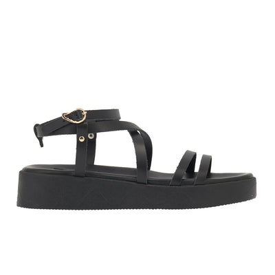 Aristea Leather Black sandals side
