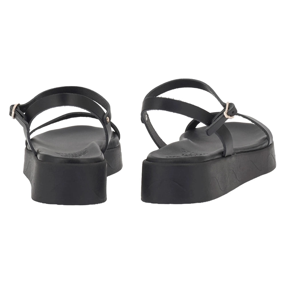 Irida Leather Black flatform sandals back