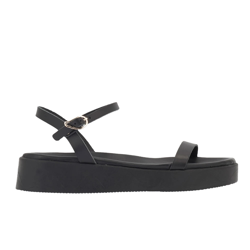 Irida Leather Black flatform sandals side