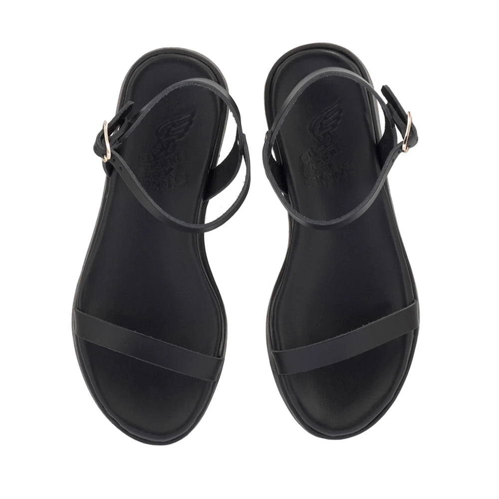 Irida Leather Black flatform sandals top