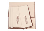 Set Of 4 Napkins Ecru/Maroon
