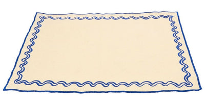 Set Of 2 Placemats Ecru/Blue