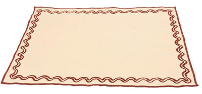 Set Of 2 Placemats Ecru/Maroon
