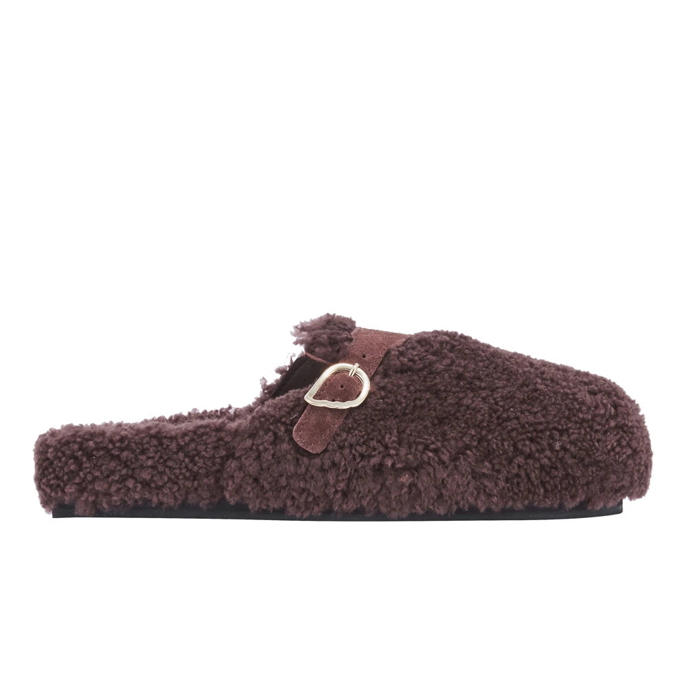 Vasilitsa Shearling Brown sandals side