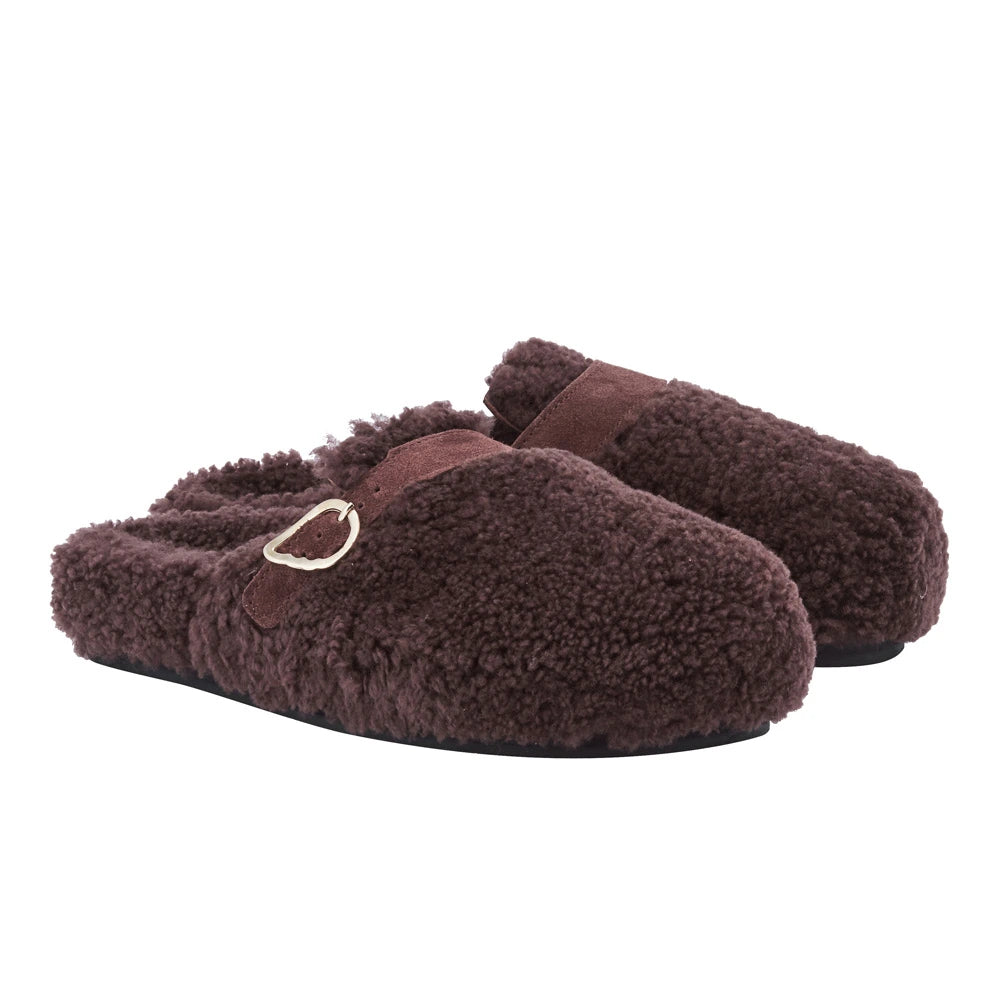 Vasilitsa Shearling Brown sandals 3-4