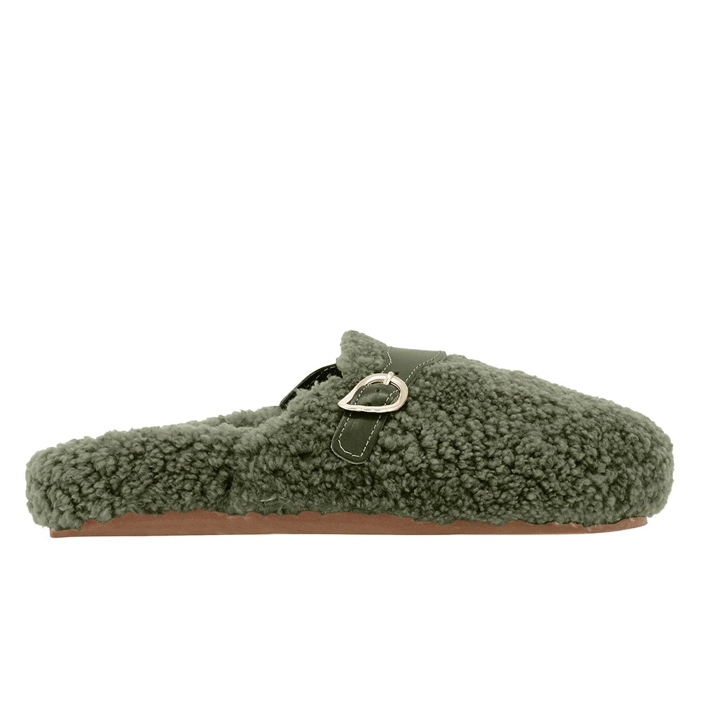 Vasilitsa Shearling Khaki sandals side