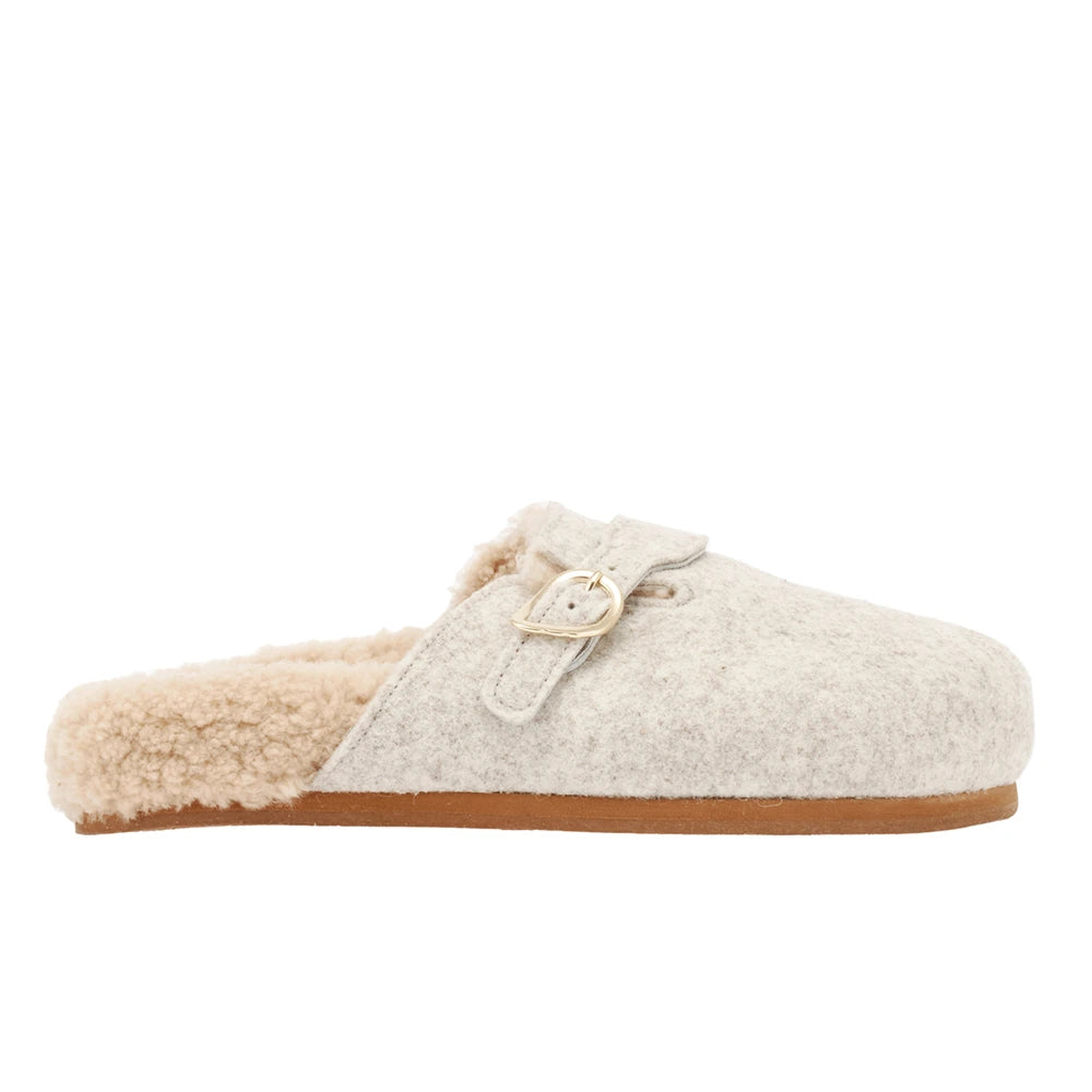 Vasilitsa Felt/Sheepskin Beige sandals side