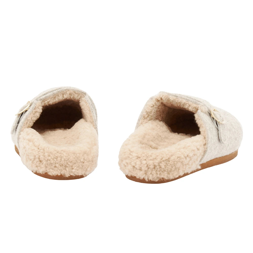 Vasilitsa Felt/Sheepskin Beige sandals back