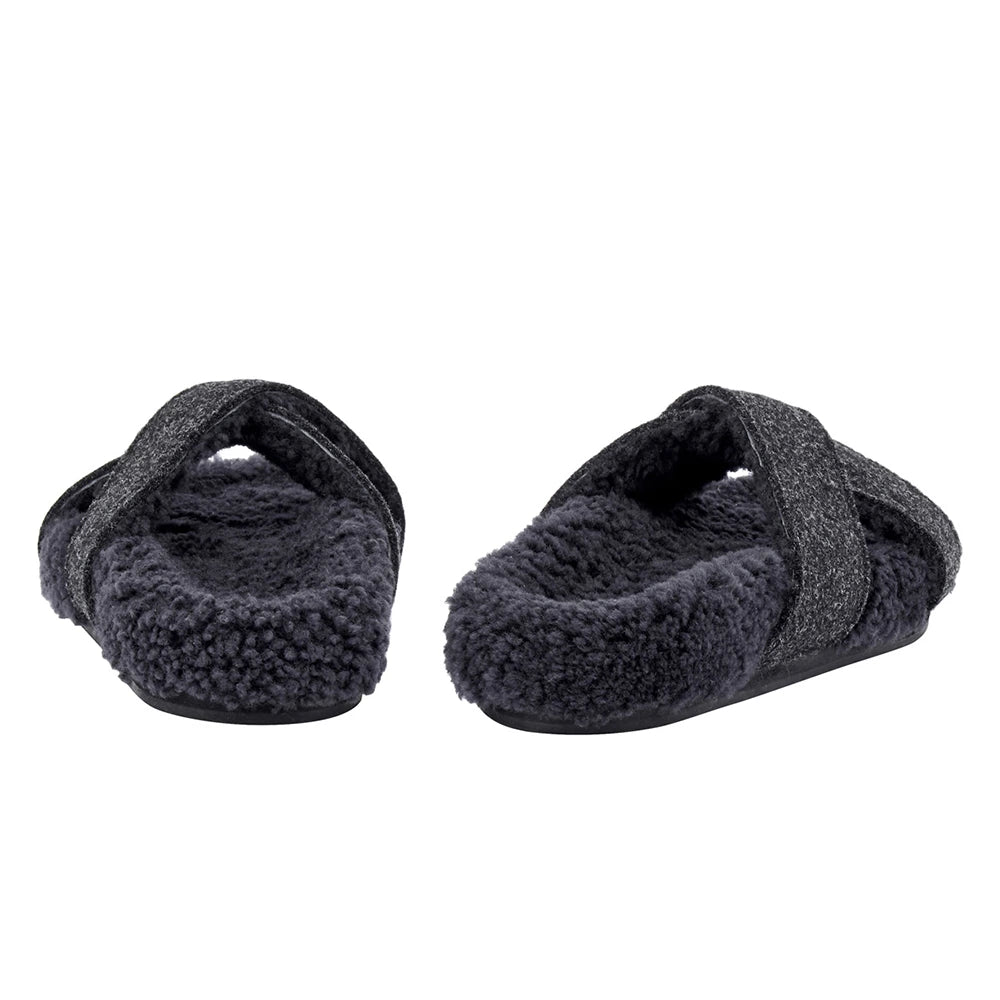 Anilio Felt Black sandals back