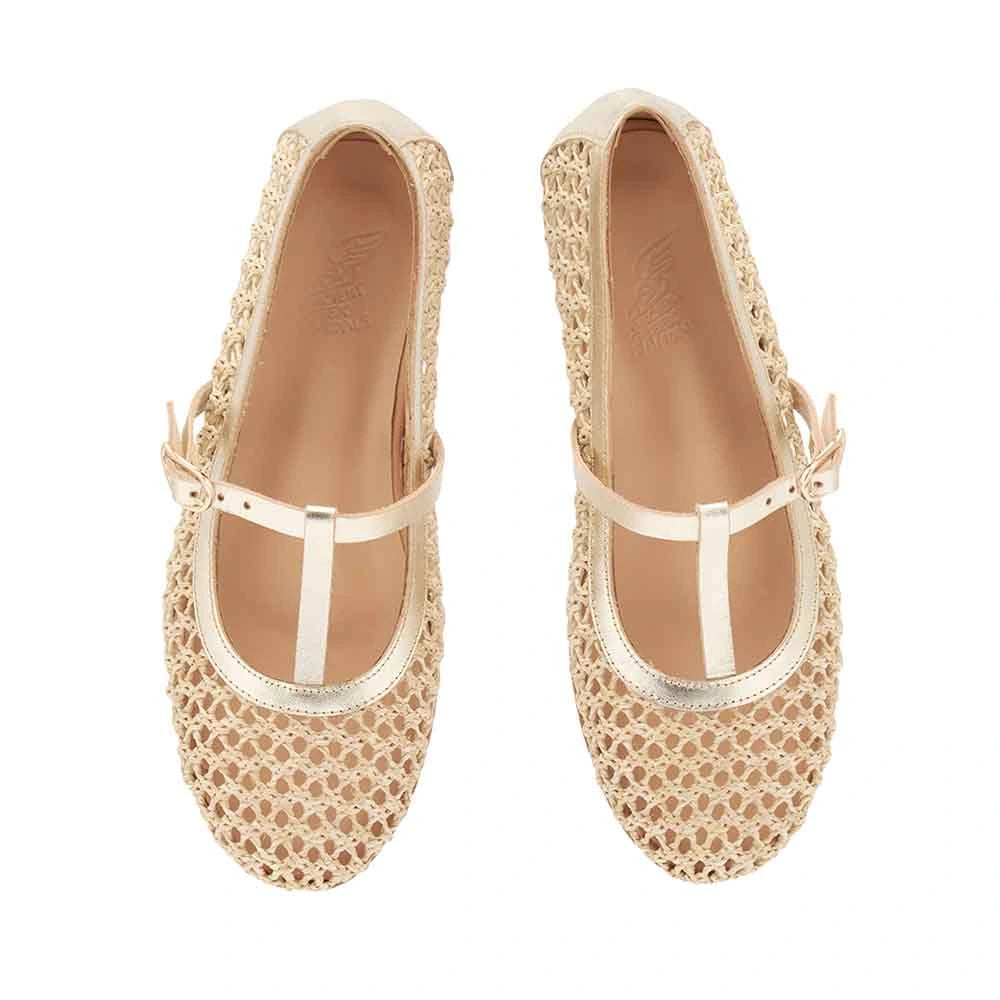 Aerati Ballet Flat Raffia Nat/Platinum top