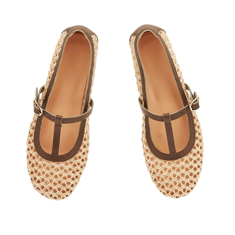 Aerati Ballet Flat Khaki/Natural top