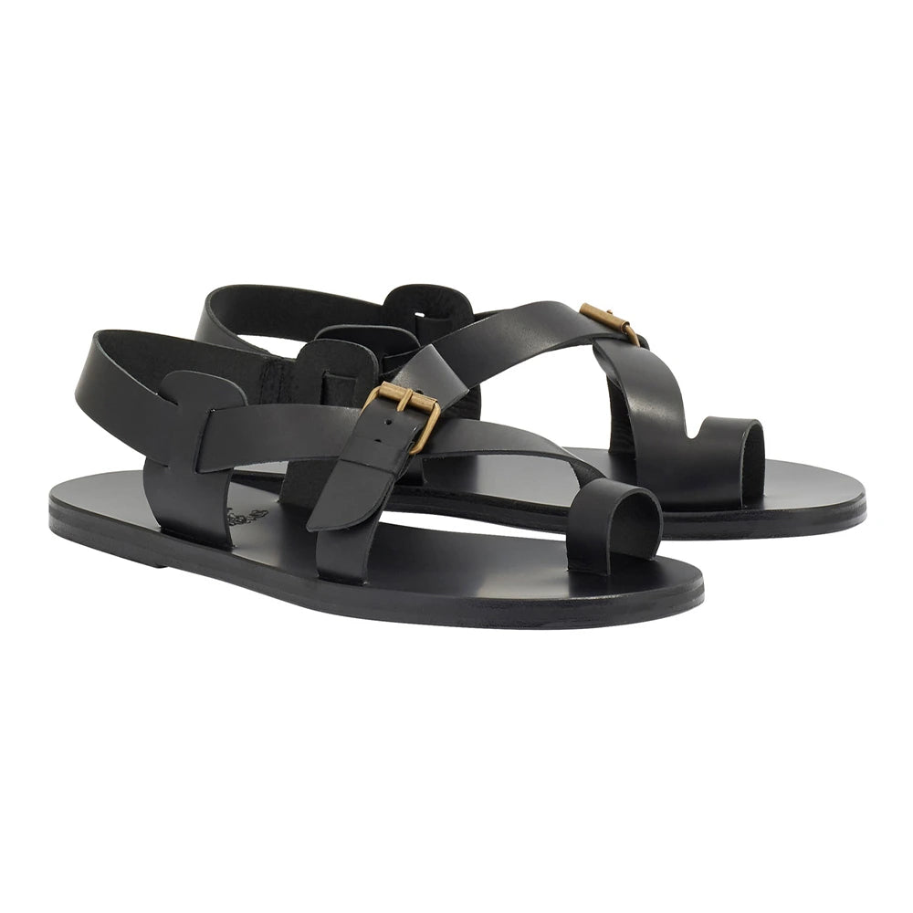 Paris Leather Black sandals 3-4