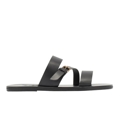 Ifiklis Leather Black sandals side