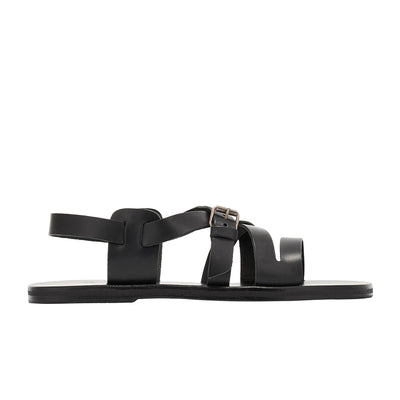 Hercules Leather Black sandals side