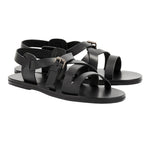 Hercules Leather Black sandals 3-4
