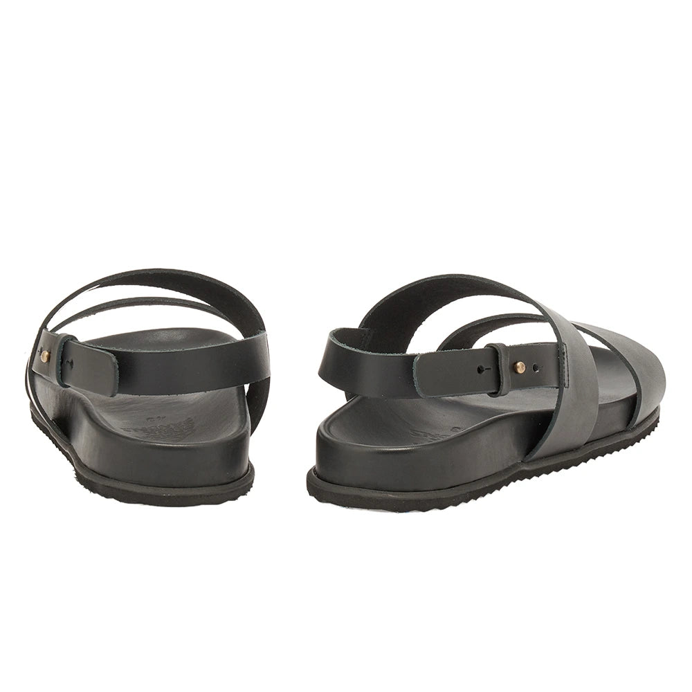 Dimos Leather Black backstrap sandals back