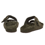 Diogenis Suede Leather Olive slide sandals back