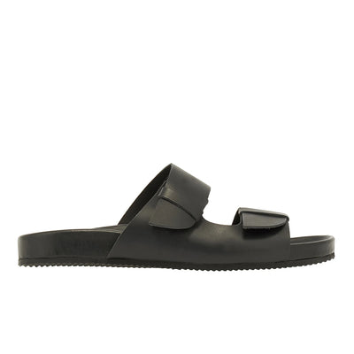 Diogenis Leather Black slide sandals side