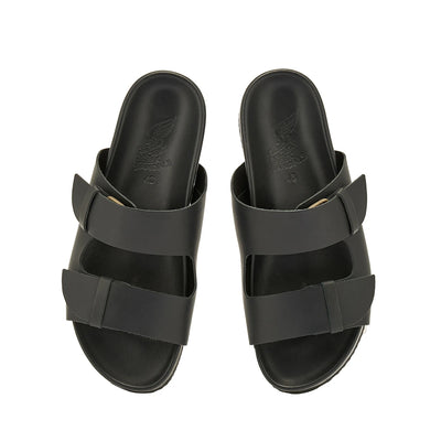 Diogenis Leather Black slide sandals top