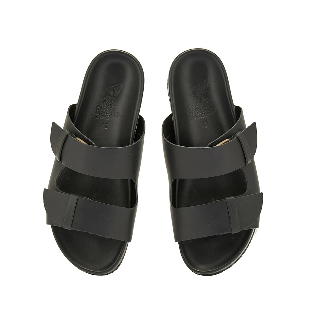 Diogenis Leather Black slide sandals top