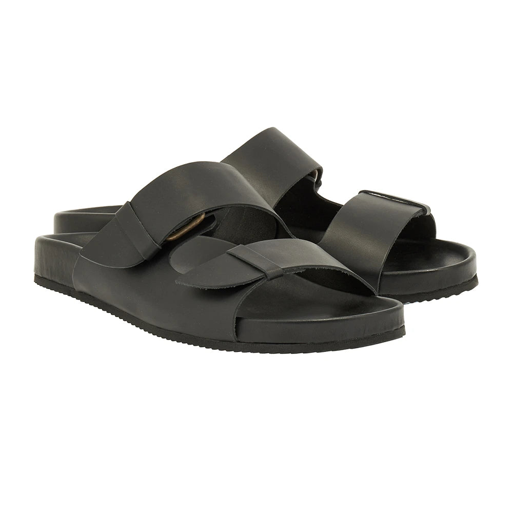 Diogenis Leather Black slide sandals 3-4
