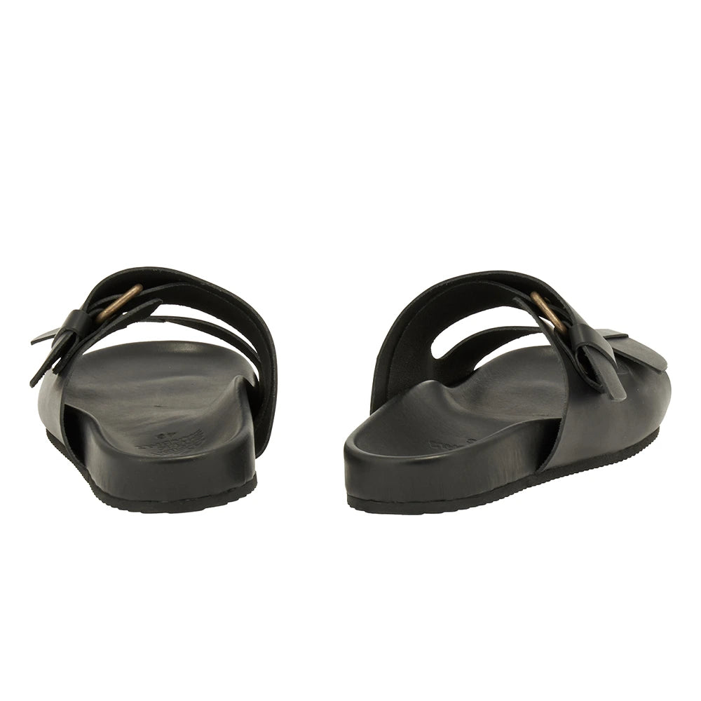 Diogenis Leather Black slide sandals back