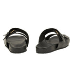 Diogenis Leather Black slide sandals back