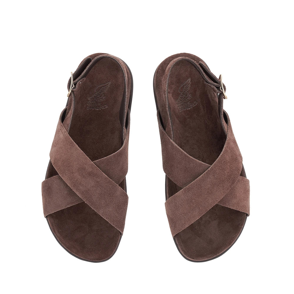 Ikesia Suede Leather Dark Brown sandals top