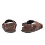 Ikesia Suede Leather Dark Brown sandals back