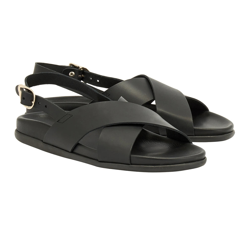 Ikesia Leather Black sandals 3-4