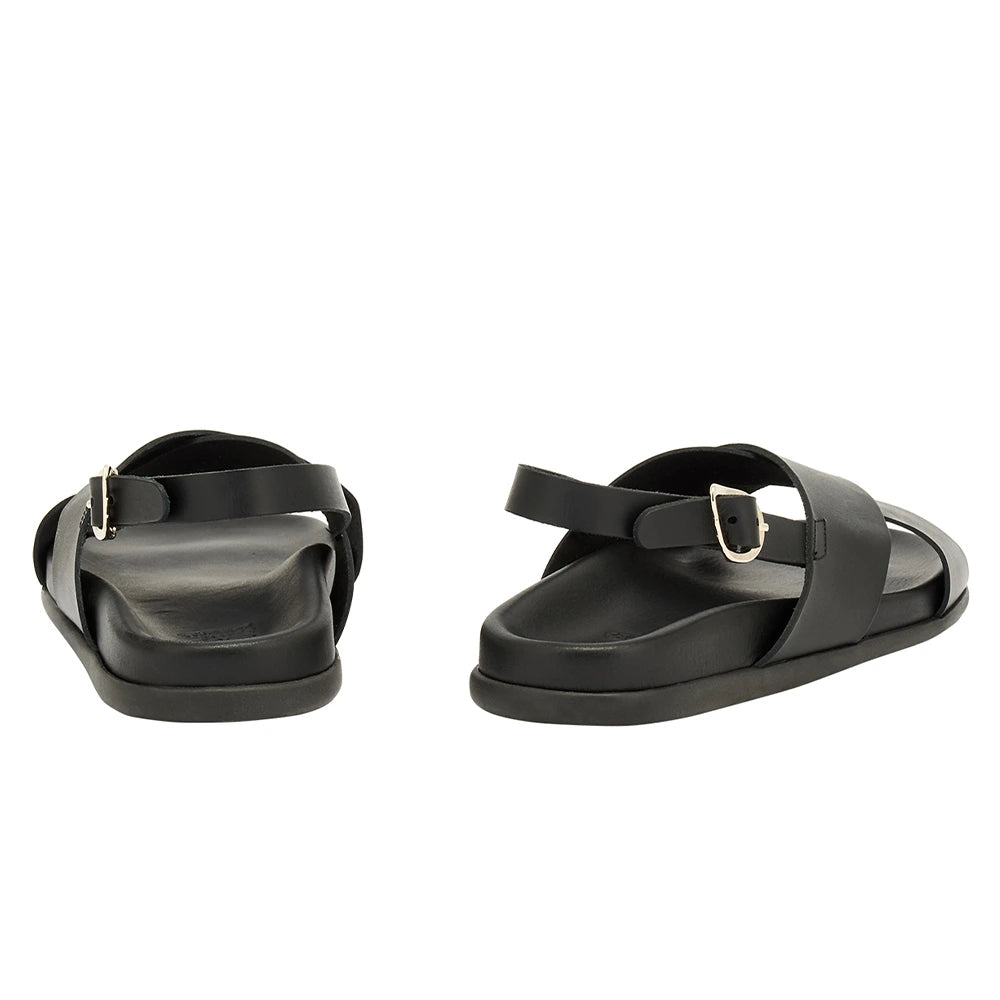 Ikesia Leather Black sandals back