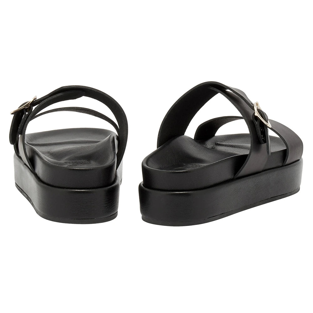 Latria 2Flatform Leather Black sandals back
