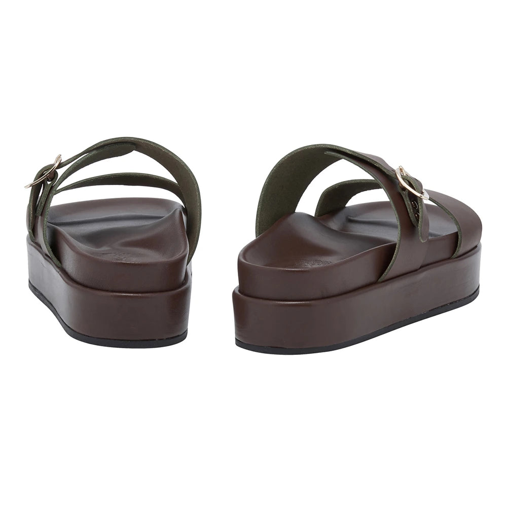 Latria 2Flatform Leather Khaki sandals back