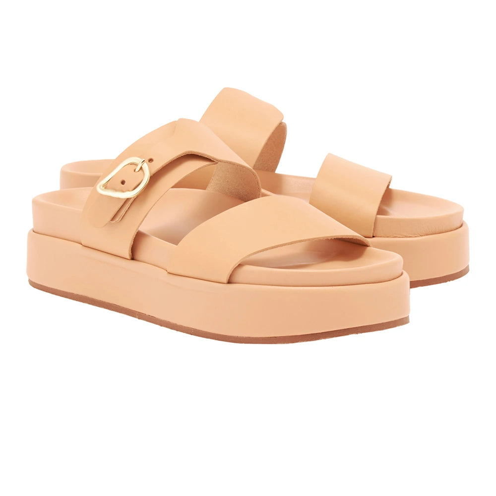 Latria 2Flatform Leather Natural sandals 3-4