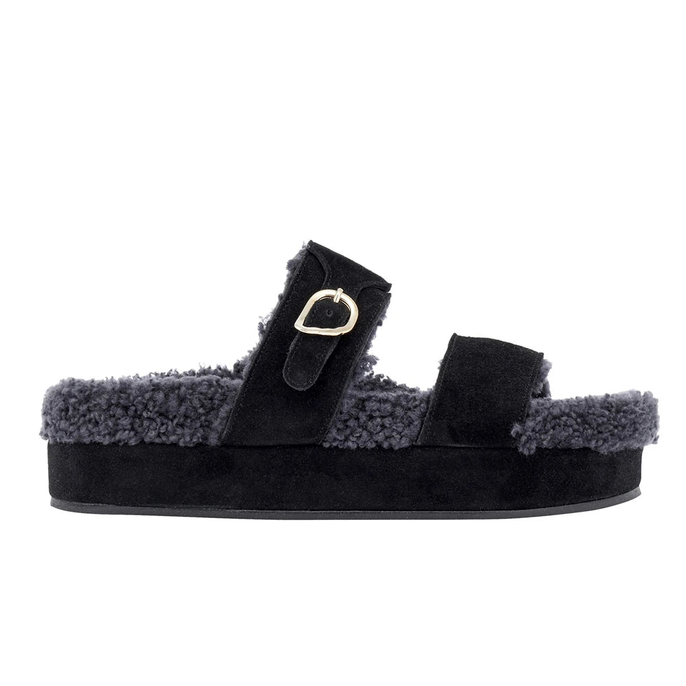 Latria 2flatform Suede All Black sandals side