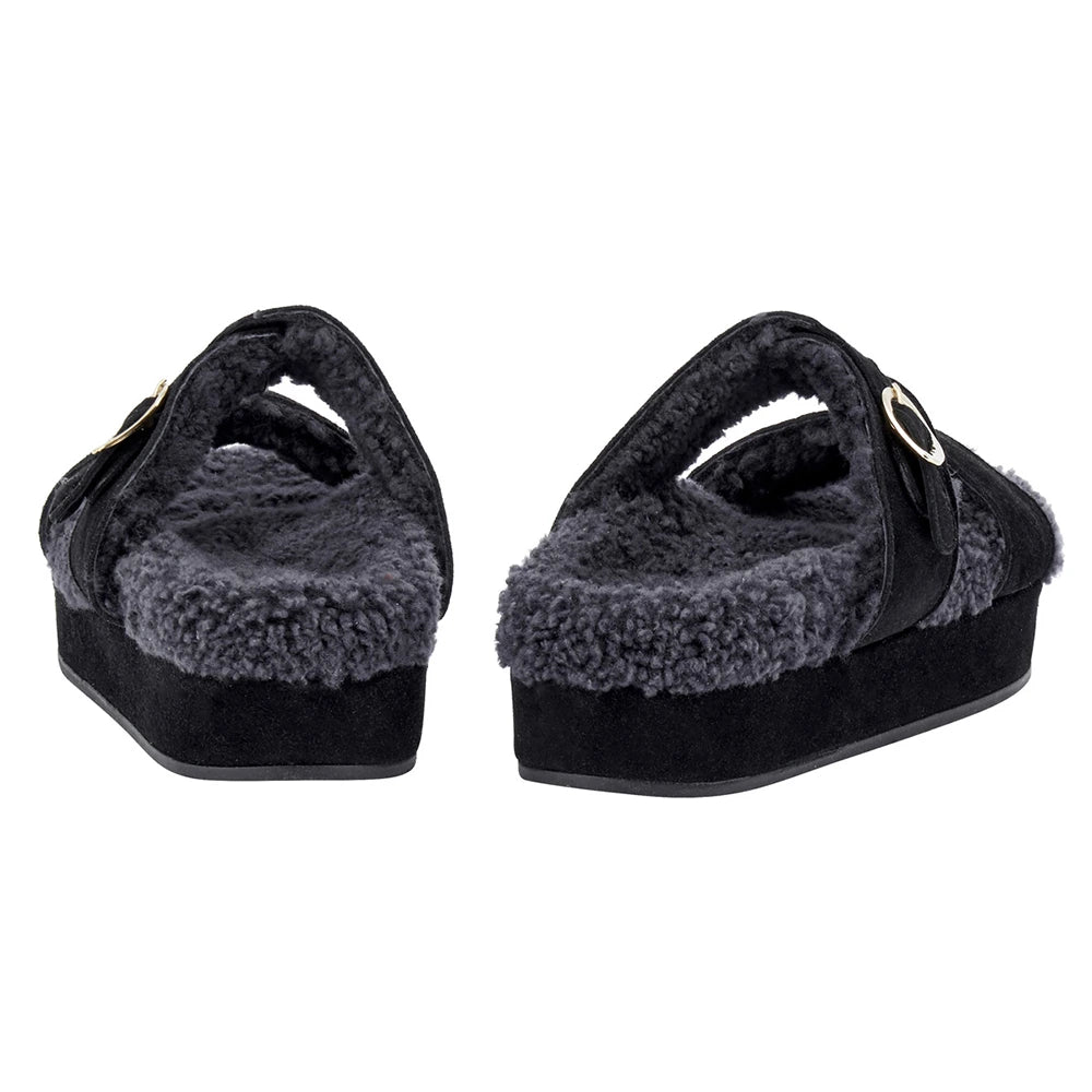 Latria 2flatform Suede All Black sandals back