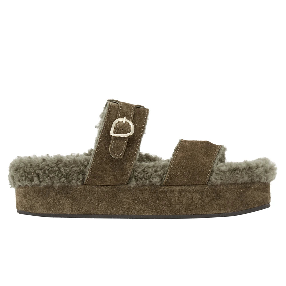 Latria 2flatform Suede All Khaki sandals side