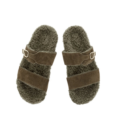 Latria 2flatform Suede All Khaki sandals top