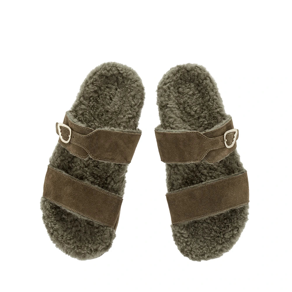 Latria 2flatform Suede All Khaki sandals top