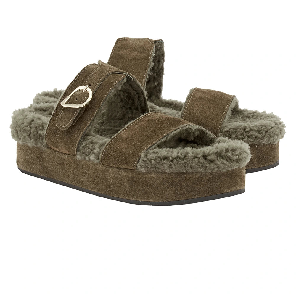 Latria 2flatform Suede All Khaki sandals 3-4