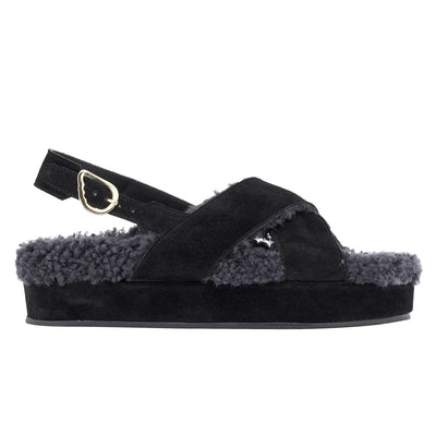 Parnassos Shearling All Black sandals side