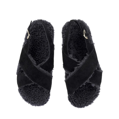 Parnassos Shearling All Black sandals top